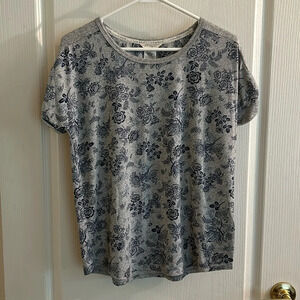 Lucky brand floral blouse, navy/gray size medium